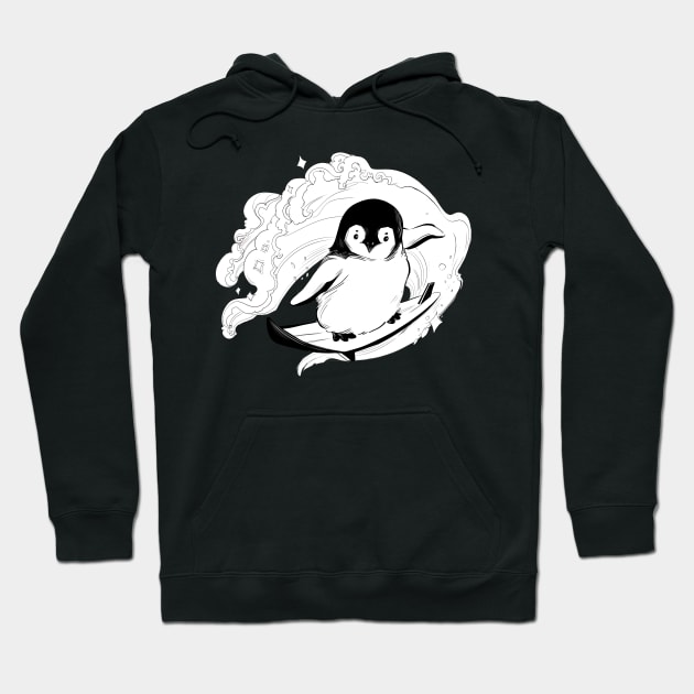 Baby Penguin Surfing Hoodie by evumango